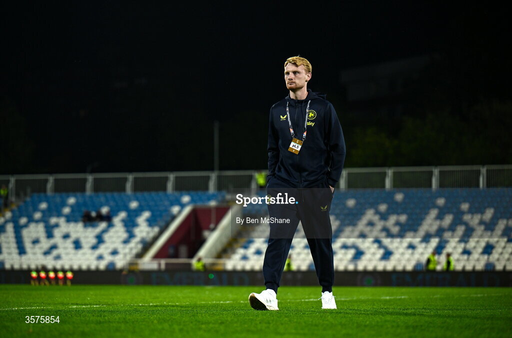 24 September 2026; Liam Scales of Republic of Ireland before the UEFA Nations League B match between Kosovo and Republic of Ireland at Fadil Vokrri Stadium in Pristina, Kosovo. Photo by Ben McShane/Sportsfile