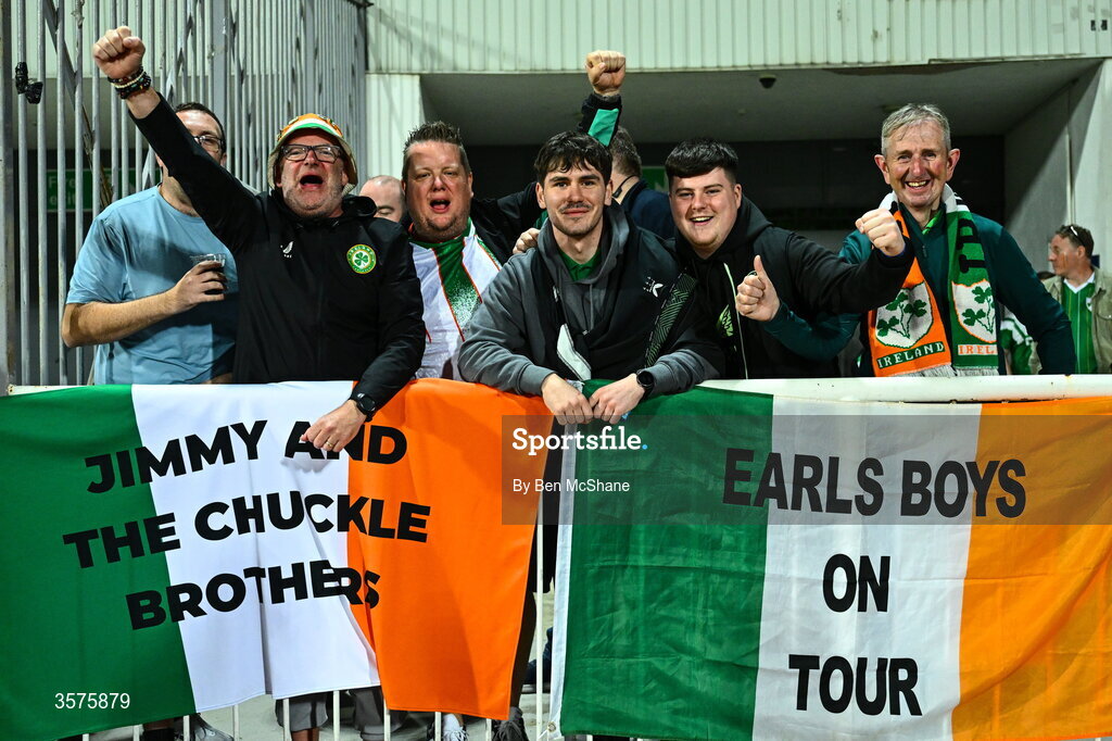 24 September 2026; Republic of Ireland supporters before the UEFA Nations League B match between Kosovo and Republic of Ireland at Fadil Vokrri Stadium in Pristina, Kosovo. Photo by Ben McShane/Sportsfile