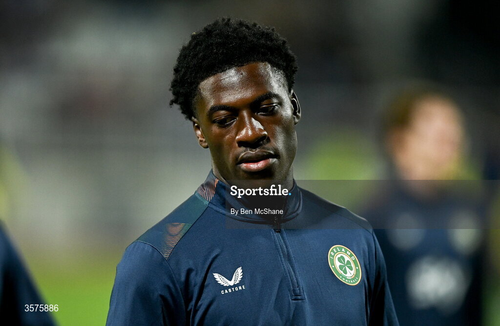 24 September 2026; James Abankwah of Republic of Ireland before the UEFA Nations League B match between Kosovo and Republic of Ireland at Fadil Vokrri Stadium in Pristina, Kosovo. Photo by Ben McShane/Sportsfile