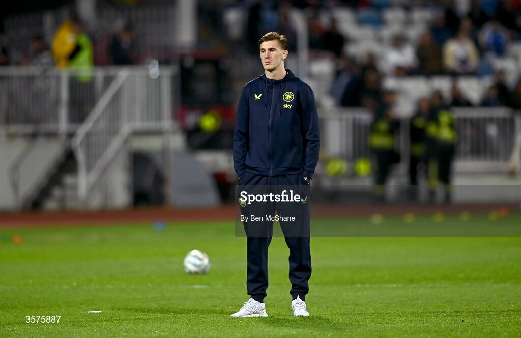 24 September 2026; Jimmy Dunne of Republic of Ireland before the UEFA Nations League B match between Kosovo and Republic of Ireland at Fadil Vokrri Stadium in Pristina, Kosovo. Photo by Ben McShane/Sportsfile