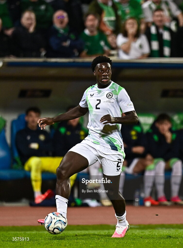 24 September 2026; James Abankwah of Republic of Ireland during the UEFA Nations League B match between Kosovo and Republic of Ireland at Fadil Vokrri Stadium in Pristina, Kosovo. Photo by Ben McShane/Sportsfile
