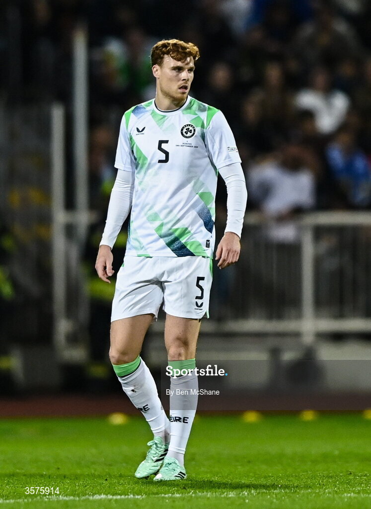 24 September 2026; Jake O'Brien of Republic of Ireland during the UEFA Nations League B match between Kosovo and Republic of Ireland at Fadil Vokrri Stadium in Pristina, Kosovo. Photo by Ben McShane/Sportsfile