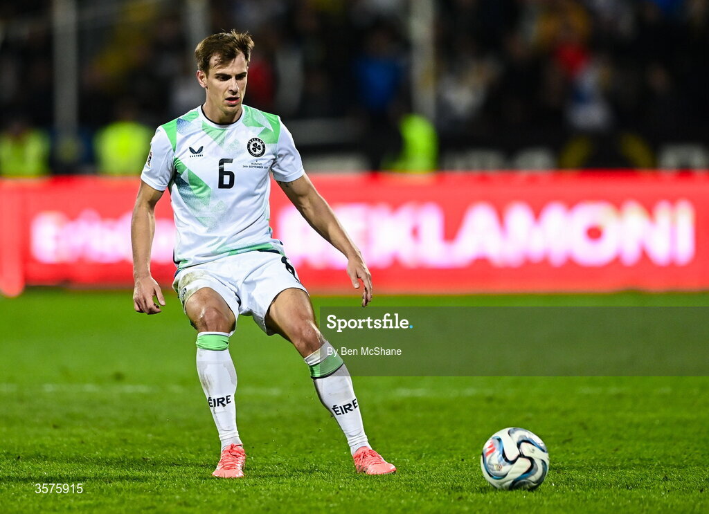 24 September 2026; Jayson Molumby of Republic of Ireland during the UEFA Nations League B match between Kosovo and Republic of Ireland at Fadil Vokrri Stadium in Pristina, Kosovo. Photo by Ben McShane/Sportsfile