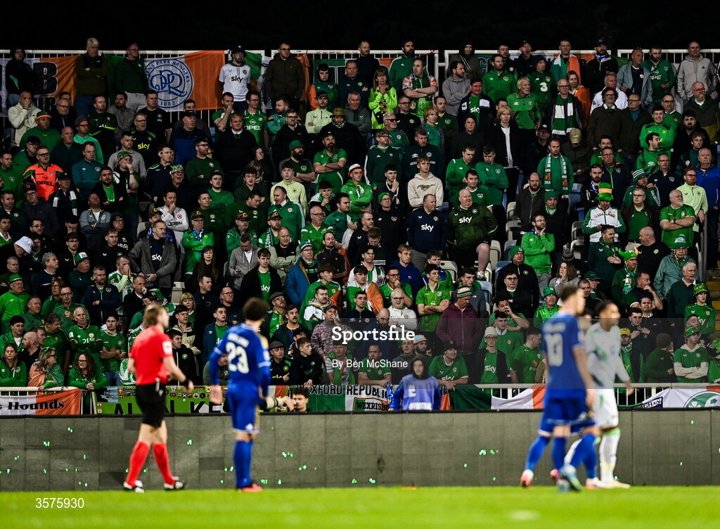24 September 2026; Republic of Ireland supporters during the UEFA Nations League B match between Kosovo and Republic of Ireland at Fadil Vokrri Stadium in Pristina, Kosovo. Photo by Ben McShane/Sportsfile