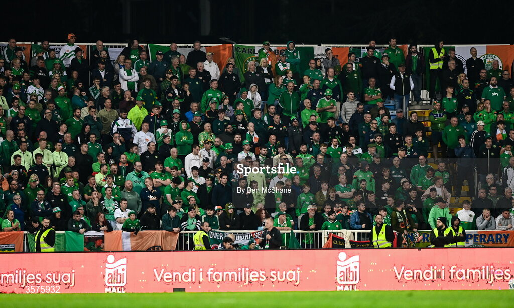 24 September 2026; Republic of Ireland supporters during the UEFA Nations League B match between Kosovo and Republic of Ireland at Fadil Vokrri Stadium in Pristina, Kosovo. Photo by Ben McShane/Sportsfile