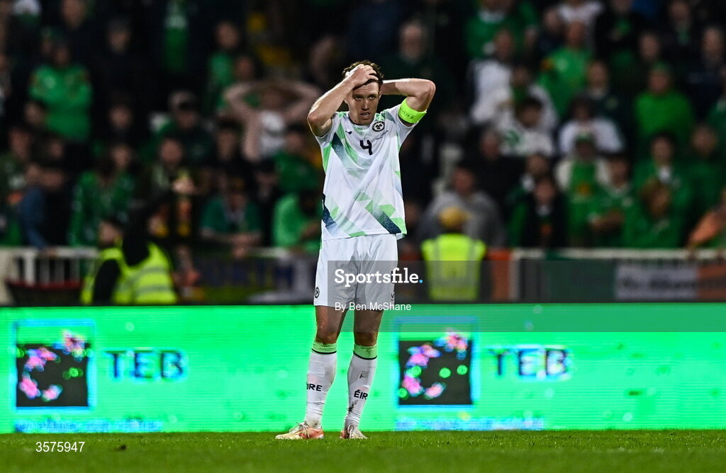 24 September 2026; Dara O'Shea of Republic of Ireland following his side's defeat in the UEFA Nations League B match between Kosovo and Republic of Ireland at Fadil Vokrri Stadium in Pristina, Kosovo. Photo by Ben McShane/Sportsfile