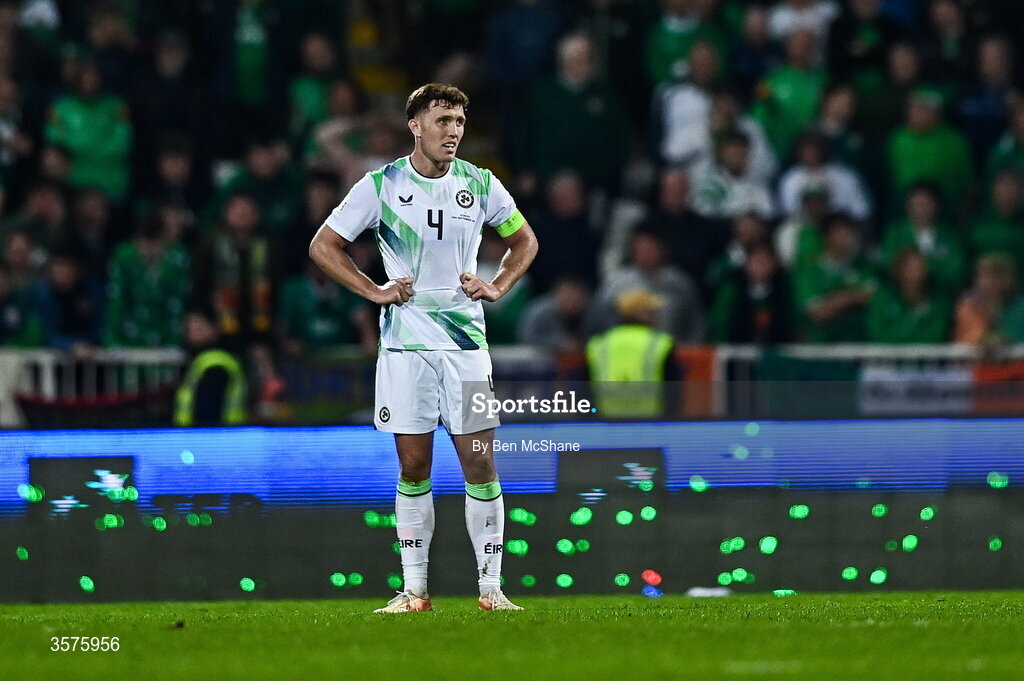 24 September 2026; Dara O'Shea of Republic of Ireland following his side's defeat in the UEFA Nations League B match between Kosovo and Republic of Ireland at Fadil Vokrri Stadium in Pristina, Kosovo. Photo by Ben McShane/Sportsfile