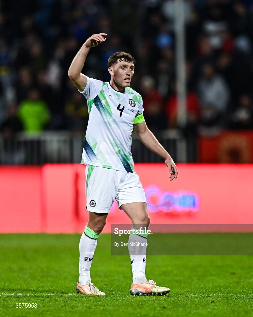 24 September 2026; Dara O'Shea of Republic of Ireland during the UEFA Nations League B match between Kosovo and Republic of Ireland at Fadil Vokrri Stadium in Pristina, Kosovo. Photo by Ben McShane/Sportsfile