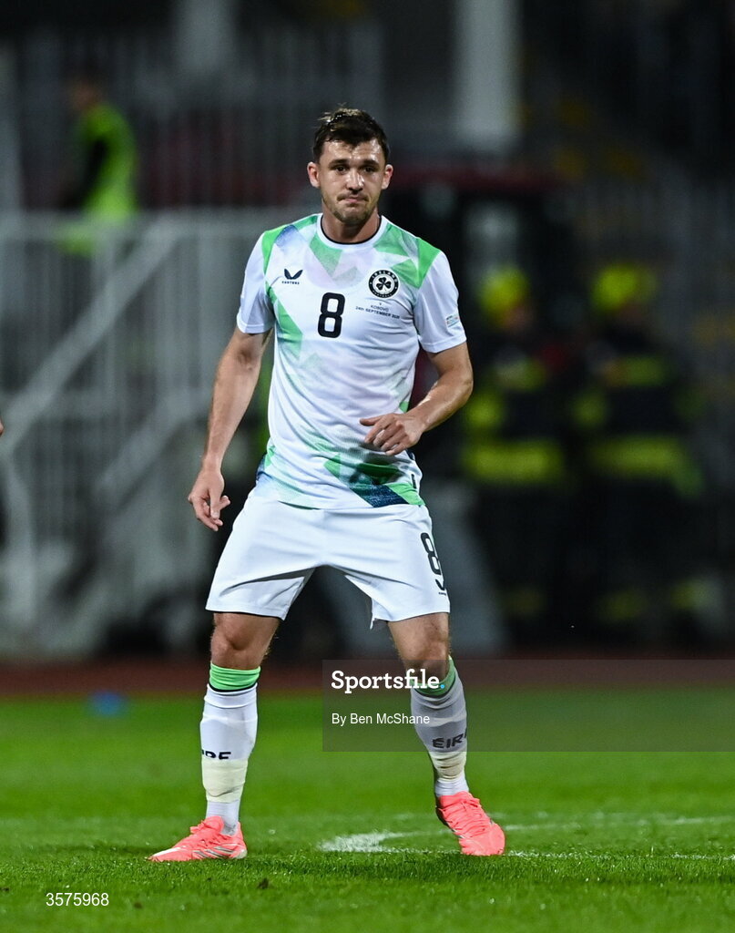 24 September 2026; Jason Knight of Republic of Ireland during the UEFA Nations League B match between Kosovo and Republic of Ireland at Fadil Vokrri Stadium in Pristina, Kosovo. Photo by Ben McShane/Sportsfile