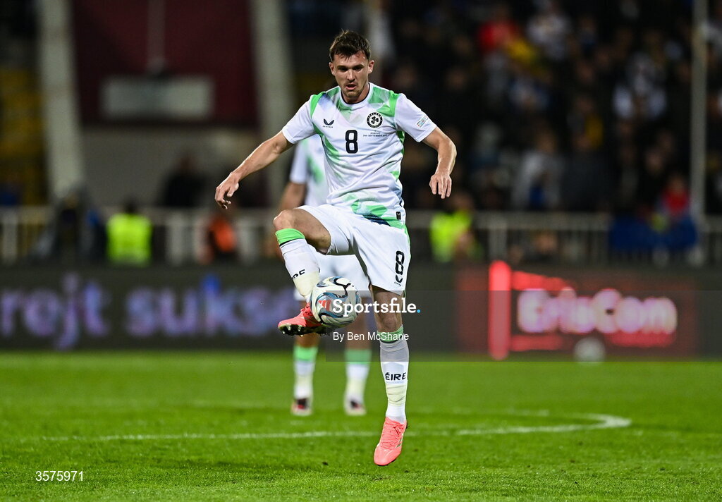 24 September 2026; Jason Knight of Republic of Ireland during the UEFA Nations League B match between Kosovo and Republic of Ireland at Fadil Vokrri Stadium in Pristina, Kosovo. Photo by Ben McShane/Sportsfile