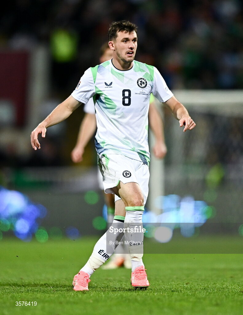 24 September 2026; Jason Knight of Republic of Ireland during the UEFA Nations League B match between Kosovo and Republic of Ireland at Fadil Vokrri Stadium in Pristina, Kosovo. Photo by Ben McShane/Sportsfile