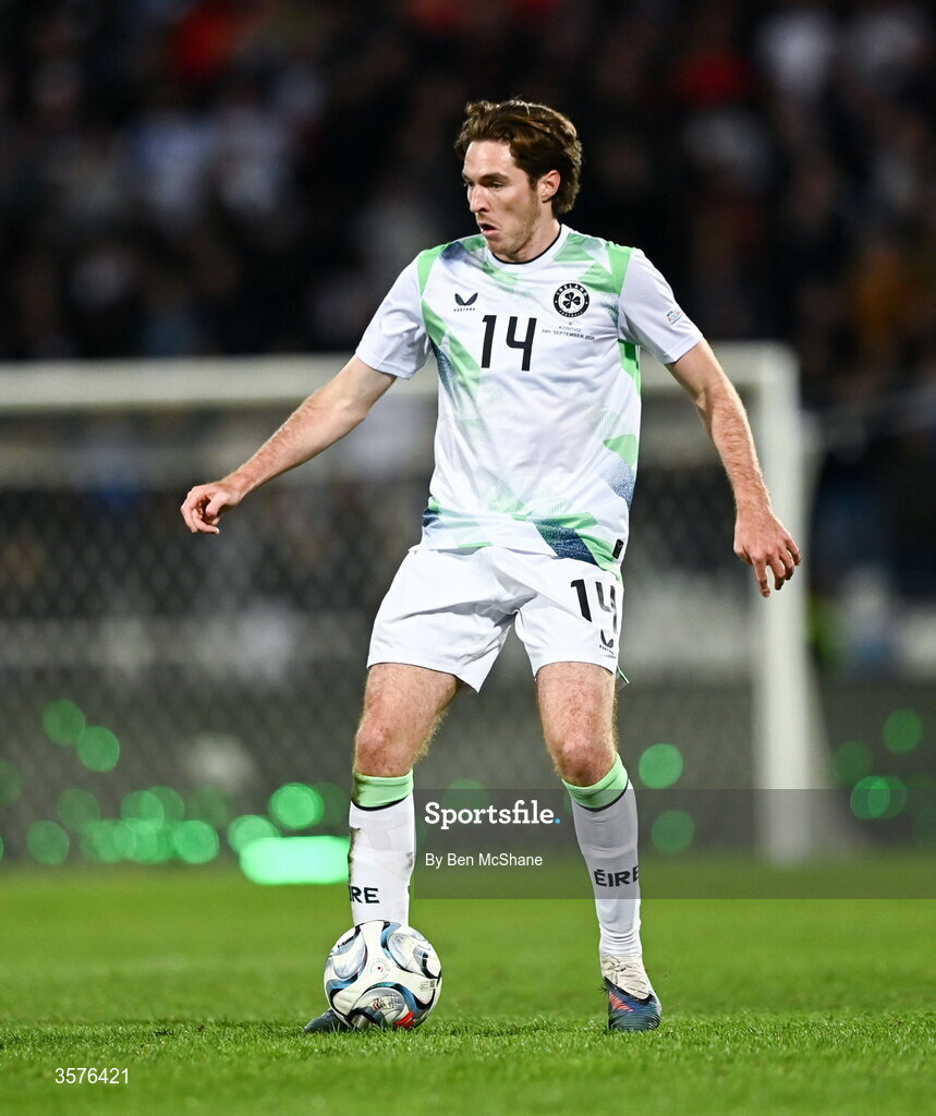 24 September 2026; Conor Coventry of Republic of Ireland during the UEFA Nations League B match between Kosovo and Republic of Ireland at Fadil Vokrri Stadium in Pristina, Kosovo. Photo by Ben McShane/Sportsfile