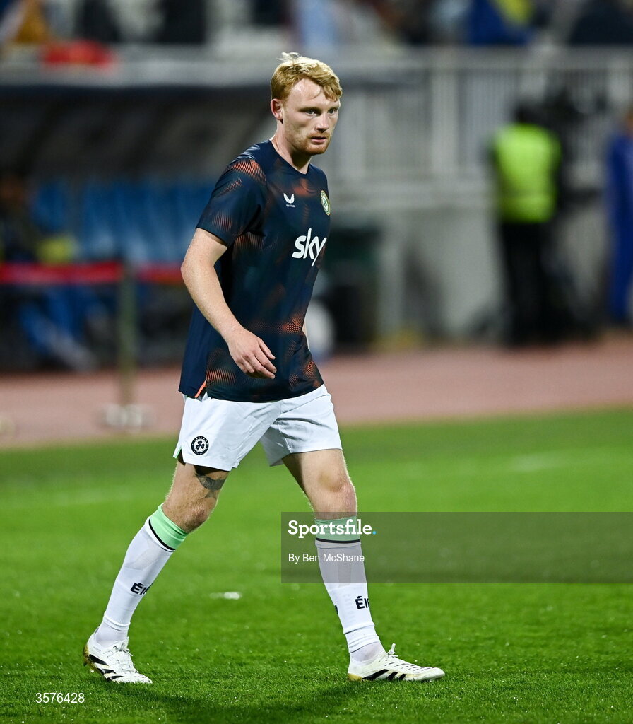 24 September 2026; Liam Scales of Republic of Ireland before the UEFA Nations League B match between Kosovo and Republic of Ireland at Fadil Vokrri Stadium in Pristina, Kosovo. Photo by Ben McShane/Sportsfile