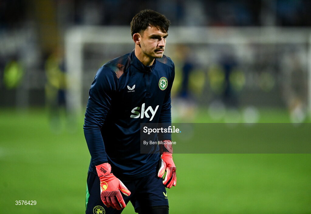 24 September 2026; Republic of Ireland goalkeeper Max O'Leary before the UEFA Nations League B match between Kosovo and Republic of Ireland at Fadil Vokrri Stadium in Pristina, Kosovo. Photo by Ben McShane/Sportsfile