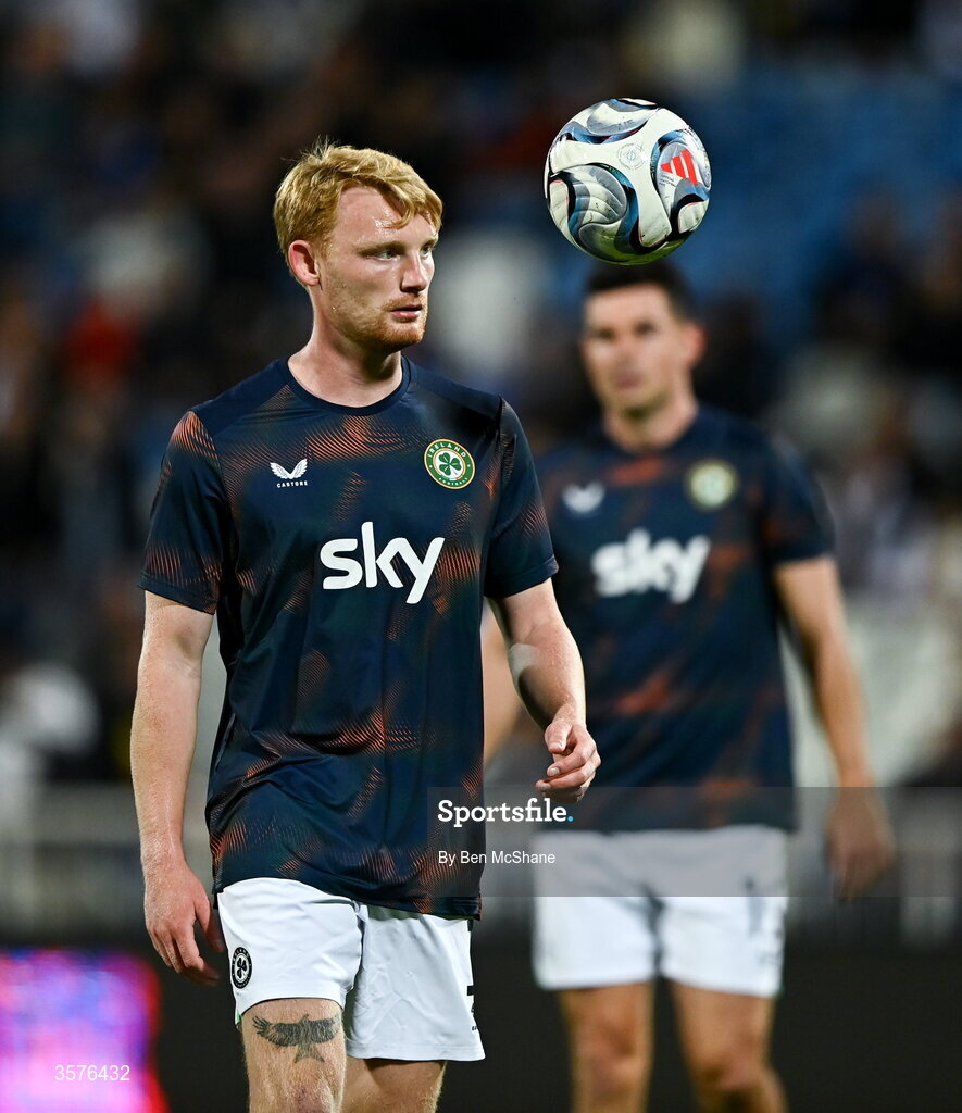 24 September 2026; Liam Scales of Republic of Ireland before the UEFA Nations League B match between Kosovo and Republic of Ireland at Fadil Vokrri Stadium in Pristina, Kosovo. Photo by Ben McShane/Sportsfile