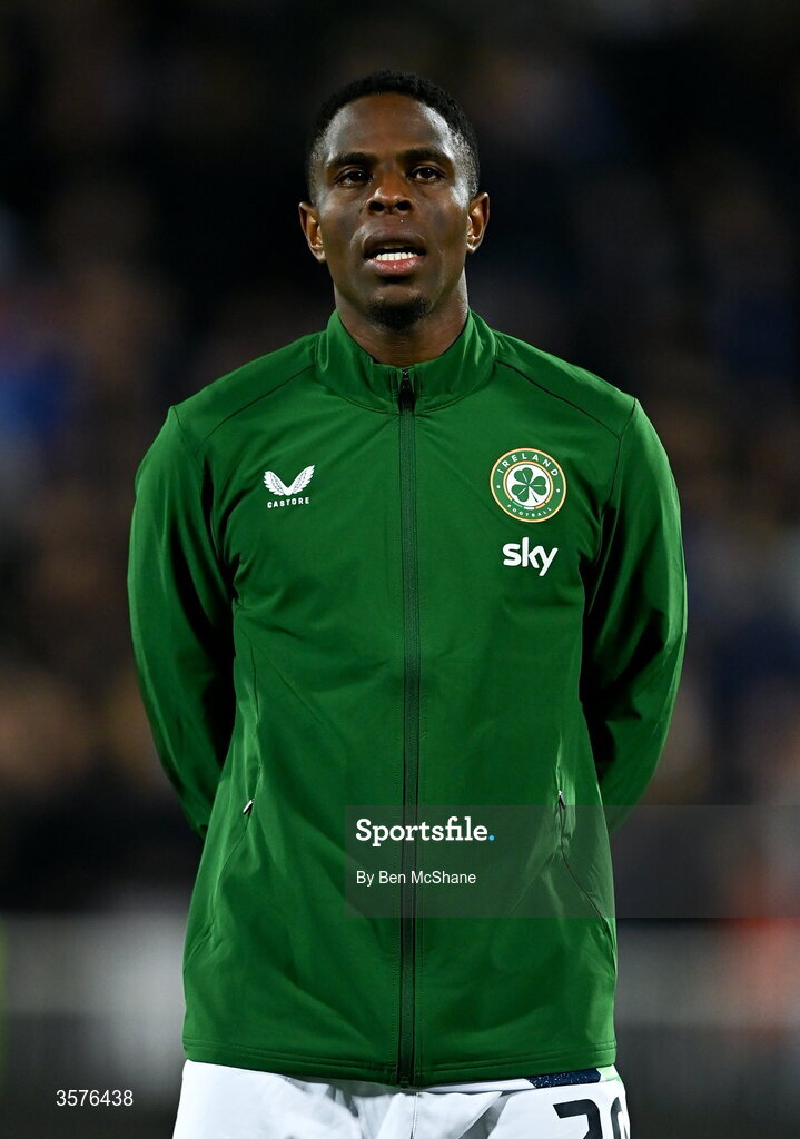 24 September 2026; Chiedozie Ogbene of Republic of Ireland before the UEFA Nations League B match between Kosovo and Republic of Ireland at Fadil Vokrri Stadium in Pristina, Kosovo. Photo by Ben McShane/Sportsfile