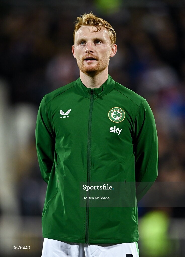 24 September 2026; Liam Scales of Republic of Ireland before the UEFA Nations League B match between Kosovo and Republic of Ireland at Fadil Vokrri Stadium in Pristina, Kosovo. Photo by Ben McShane/Sportsfile