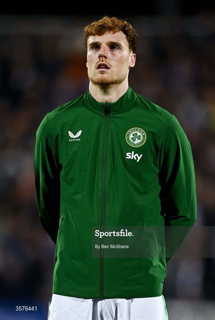 24 September 2026; Jake O'Brien of Republic of Ireland before the UEFA Nations League B match between Kosovo and Republic of Ireland at Fadil Vokrri Stadium in Pristina, Kosovo. Photo by Ben McShane/Sportsfile