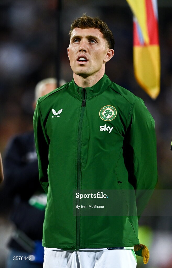 24 September 2026; Dara O'Shea of Republic of Ireland before the UEFA Nations League B match between Kosovo and Republic of Ireland at Fadil Vokrri Stadium in Pristina, Kosovo. Photo by Ben McShane/Sportsfile