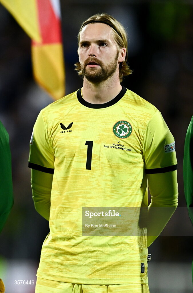 24 September 2026; Republic of Ireland goalkeeper Caoimhín Kelleher before the UEFA Nations League B match between Kosovo and Republic of Ireland at Fadil Vokrri Stadium in Pristina, Kosovo. Photo by Ben McShane/Sportsfile