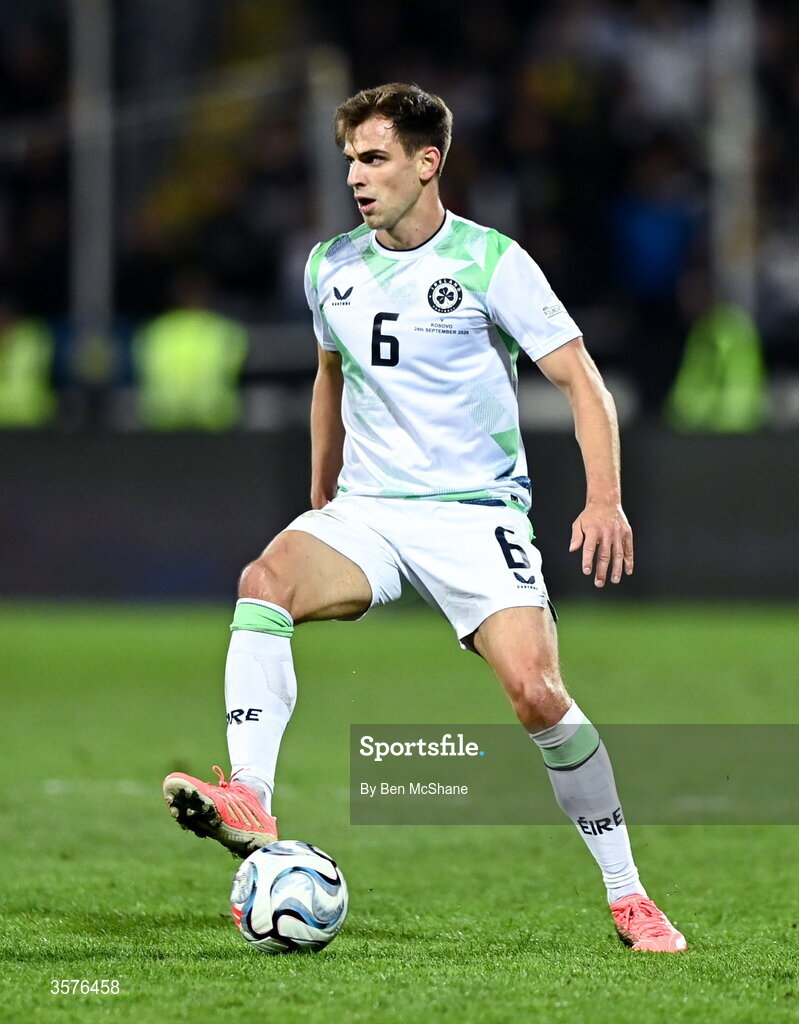 24 September 2026; Jayson Molumby of Republic of Ireland during the UEFA Nations League B match between Kosovo and Republic of Ireland at Fadil Vokrri Stadium in Pristina, Kosovo. Photo by Ben McShane/Sportsfile