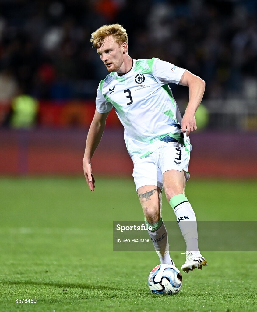 24 September 2026; Liam Scales of Republic of Ireland during the UEFA Nations League B match between Kosovo and Republic of Ireland at Fadil Vokrri Stadium in Pristina, Kosovo. Photo by Ben McShane/Sportsfile