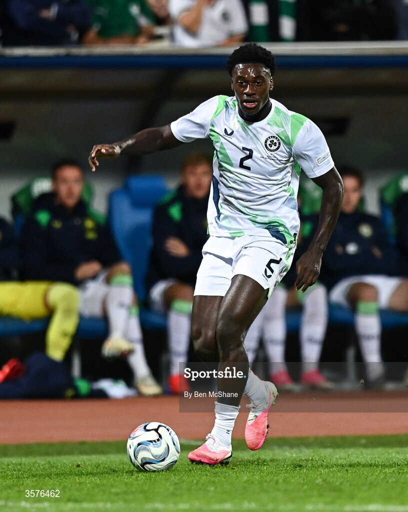 24 September 2026; James Abankwah of Republic of Ireland during the UEFA Nations League B match between Kosovo and Republic of Ireland at Fadil Vokrri Stadium in Pristina, Kosovo. Photo by Ben McShane/Sportsfile
