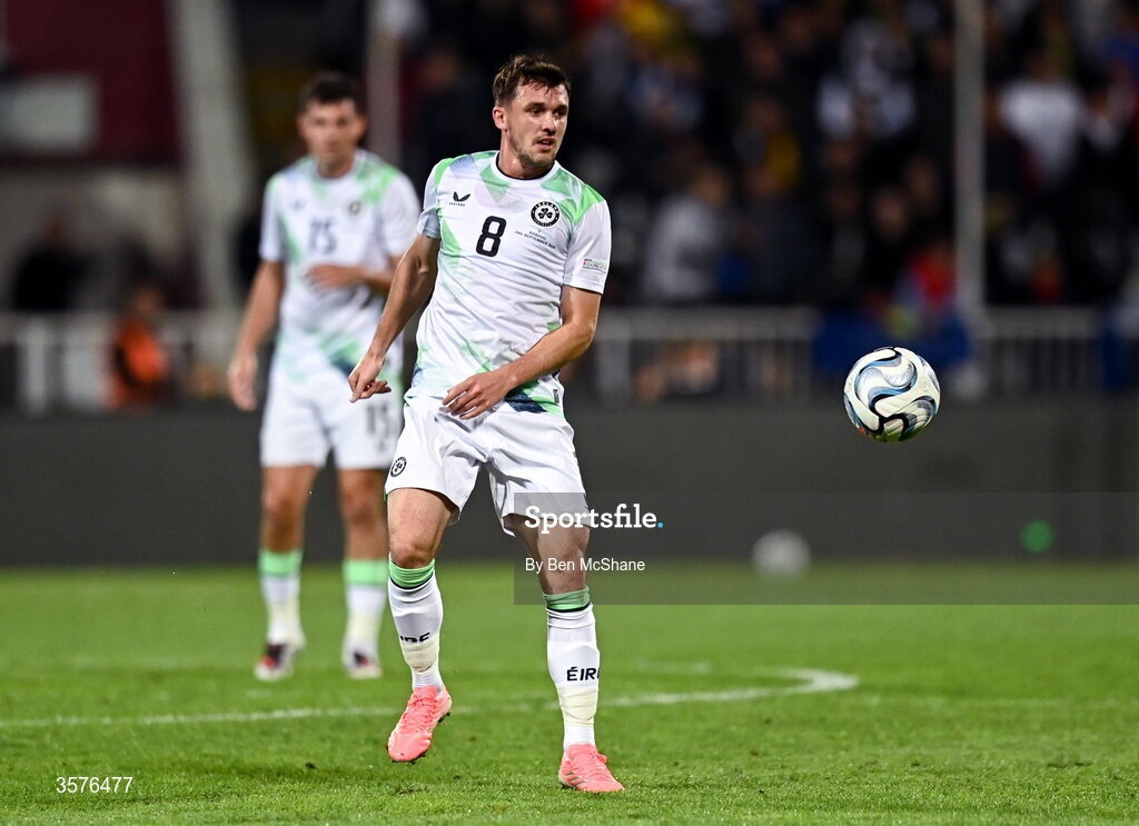 24 September 2026; Jason Knight of Republic of Ireland during the UEFA Nations League B match between Kosovo and Republic of Ireland at Fadil Vokrri Stadium in Pristina, Kosovo. Photo by Ben McShane/Sportsfile