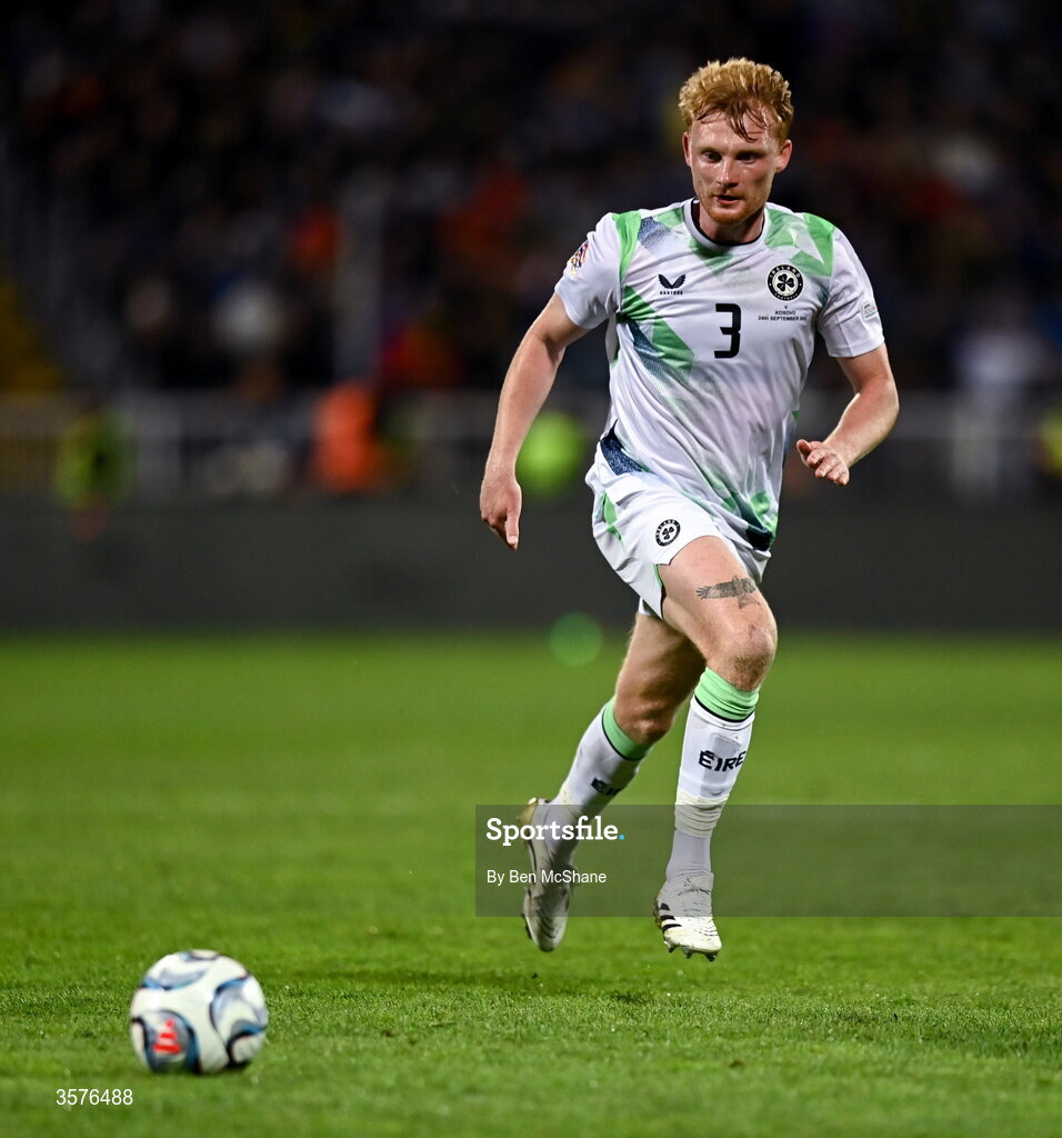 24 September 2026; Liam Scales of Republic of Ireland during the UEFA Nations League B match between Kosovo and Republic of Ireland at Fadil Vokrri Stadium in Pristina, Kosovo. Photo by Ben McShane/Sportsfile