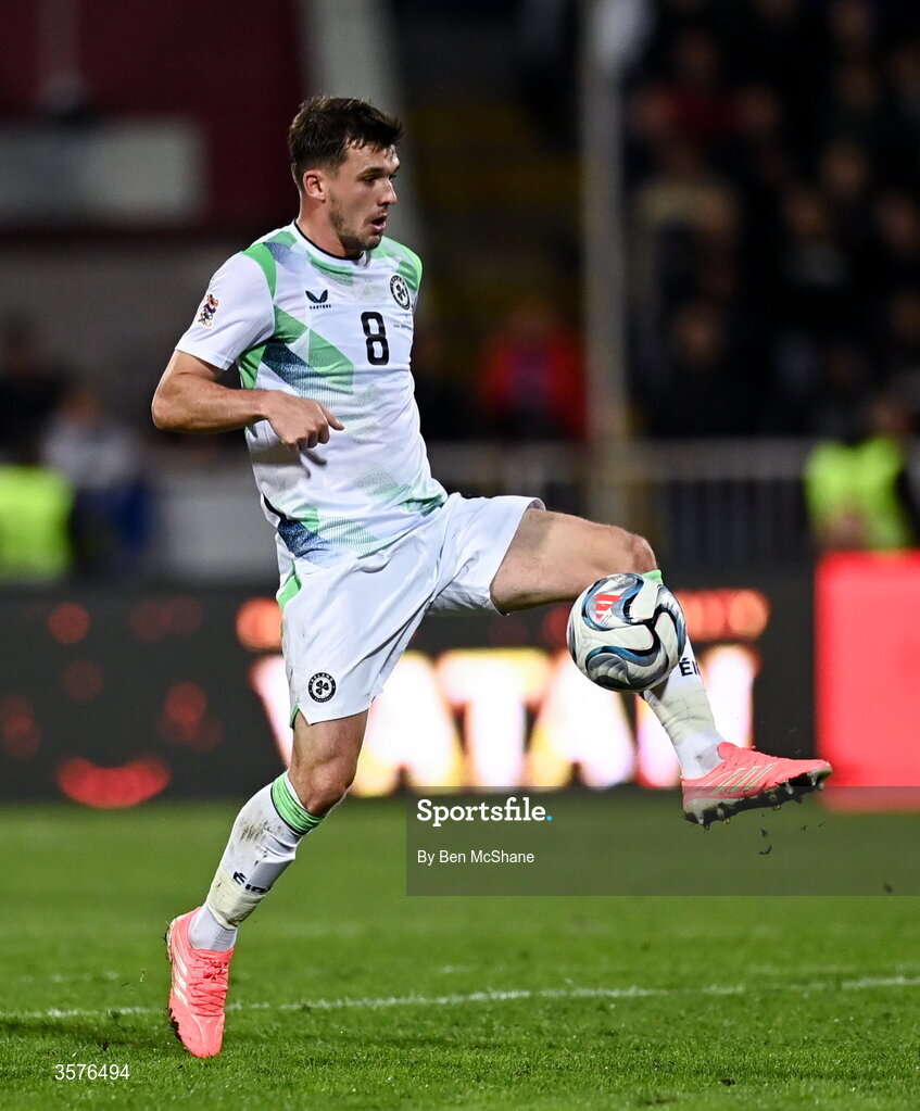 24 September 2026; Jason Knight of Republic of Ireland during the UEFA Nations League B match between Kosovo and Republic of Ireland at Fadil Vokrri Stadium in Pristina, Kosovo. Photo by Ben McShane/Sportsfile