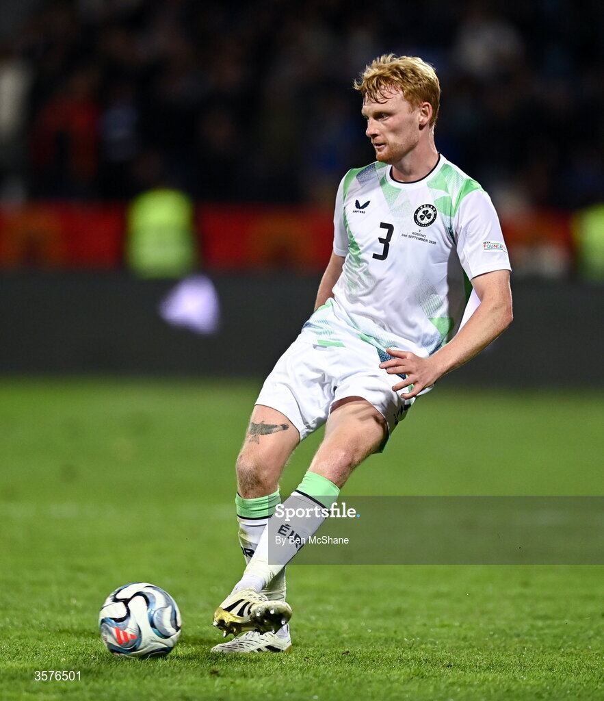 24 September 2026; Liam Scales of Republic of Ireland during the UEFA Nations League B match between Kosovo and Republic of Ireland at Fadil Vokrri Stadium in Pristina, Kosovo. Photo by Ben McShane/Sportsfile