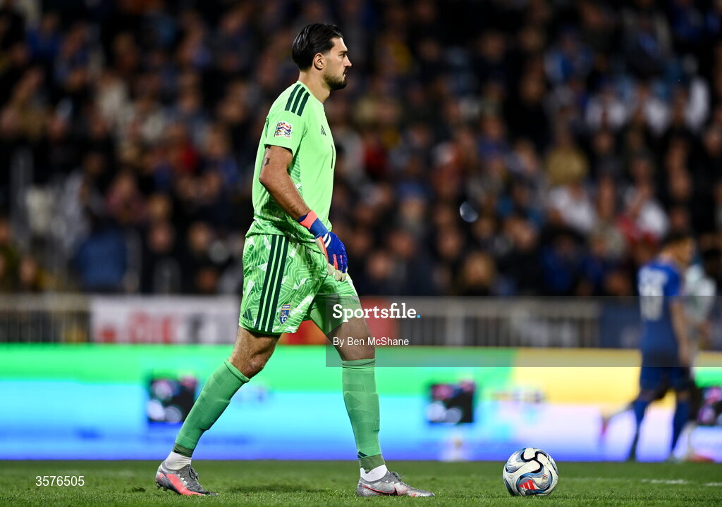 24 September 2026; Kosovo goalkeeper Arijanet Muric during the UEFA Nations League B match between Kosovo and Republic of Ireland at Fadil Vokrri Stadium in Pristina, Kosovo. Photo by Ben McShane/Sportsfile