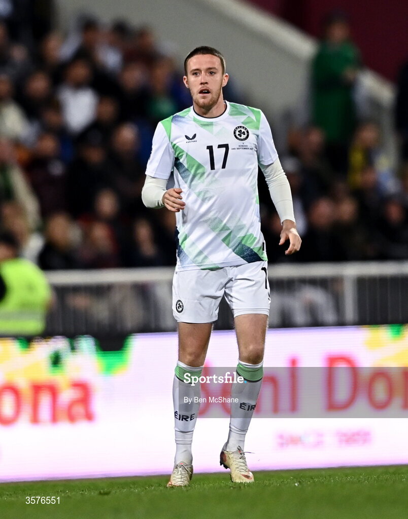 24 September 2026; Jack Moylan of Republic of Ireland during the UEFA Nations League B match between Kosovo and Republic of Ireland at Fadil Vokrri Stadium in Pristina, Kosovo. Photo by Ben McShane/Sportsfile