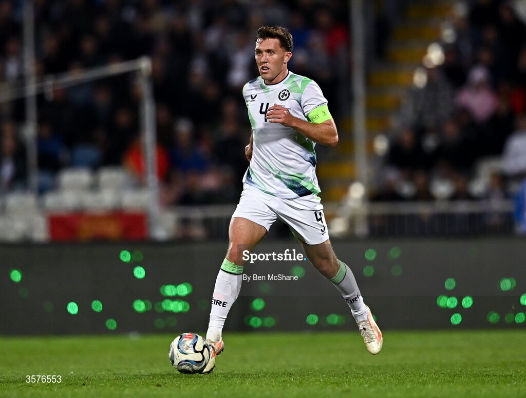 24 September 2026; Dara O'Shea of Republic of Ireland during the UEFA Nations League B match between Kosovo and Republic of Ireland at Fadil Vokrri Stadium in Pristina, Kosovo. Photo by Ben McShane/Sportsfile