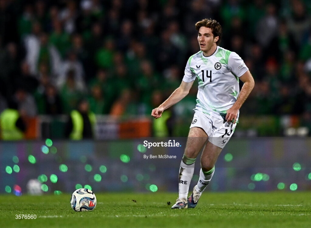 24 September 2026; Conor Coventry of Republic of Ireland during the UEFA Nations League B match between Kosovo and Republic of Ireland at Fadil Vokrri Stadium in Pristina, Kosovo. Photo by Ben McShane/Sportsfile
