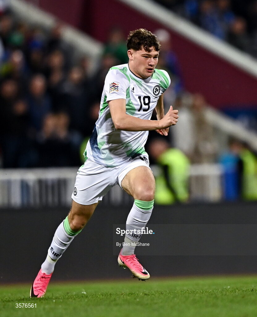 24 September 2026; Owen Elding of Republic of Ireland during the UEFA Nations League B match between Kosovo and Republic of Ireland at Fadil Vokrri Stadium in Pristina, Kosovo. Photo by Ben McShane/Sportsfile