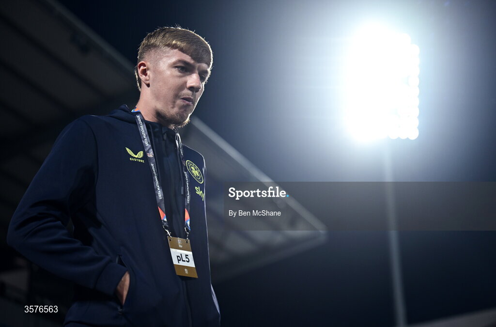 24 September 2026; Joel Bagen of Republic of Ireland before the UEFA Nations League B match between Kosovo and Republic of Ireland at Fadil Vokrri Stadium in Pristina, Kosovo. Photo by Ben McShane/Sportsfile