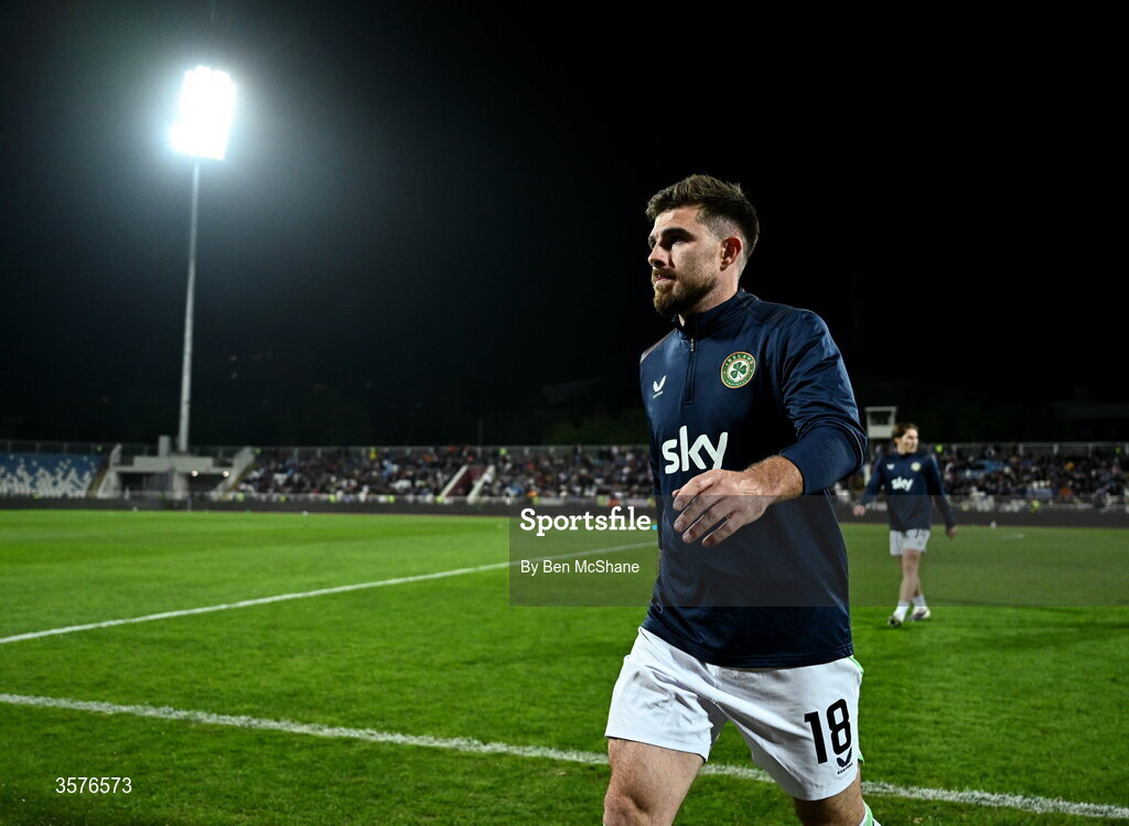 24 September 2026; Ryan Manning of Republic of Ireland before the UEFA Nations League B match between Kosovo and Republic of Ireland at Fadil Vokrri Stadium in Pristina, Kosovo. Photo by Ben McShane/Sportsfile