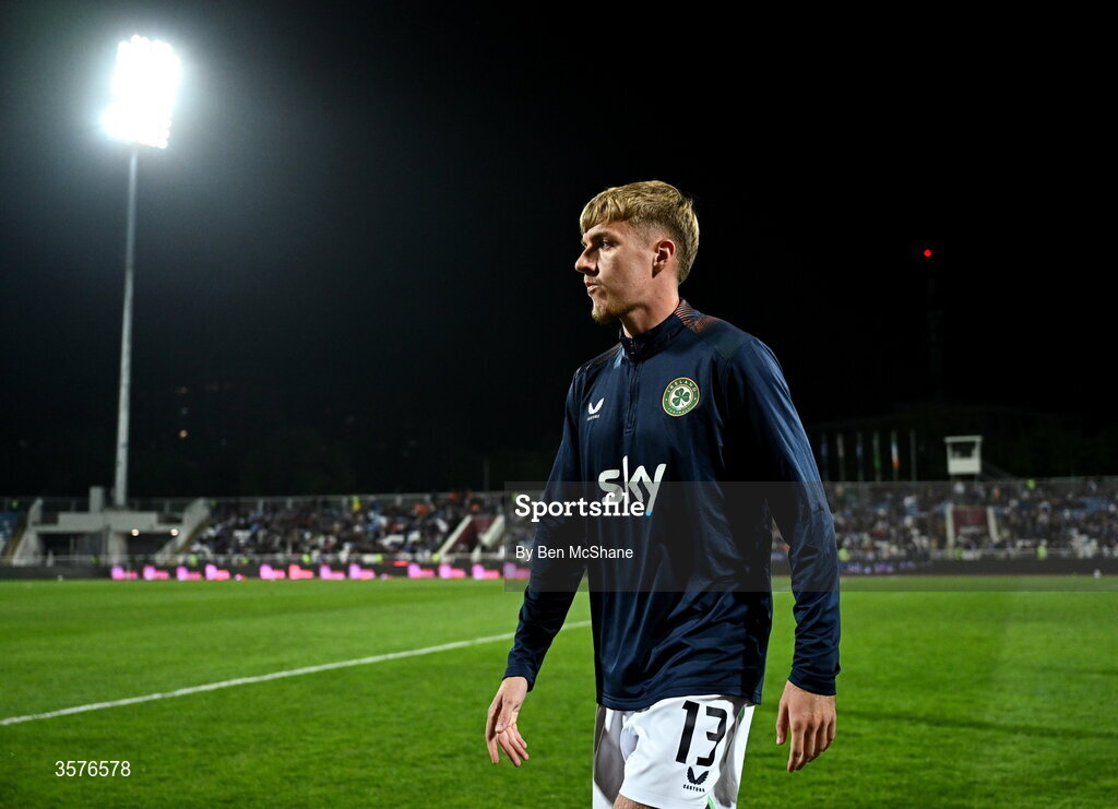 24 September 2026; Joel Bagen of Republic of Ireland before the UEFA Nations League B match between Kosovo and Republic of Ireland at Fadil Vokrri Stadium in Pristina, Kosovo. Photo by Ben McShane/Sportsfile
