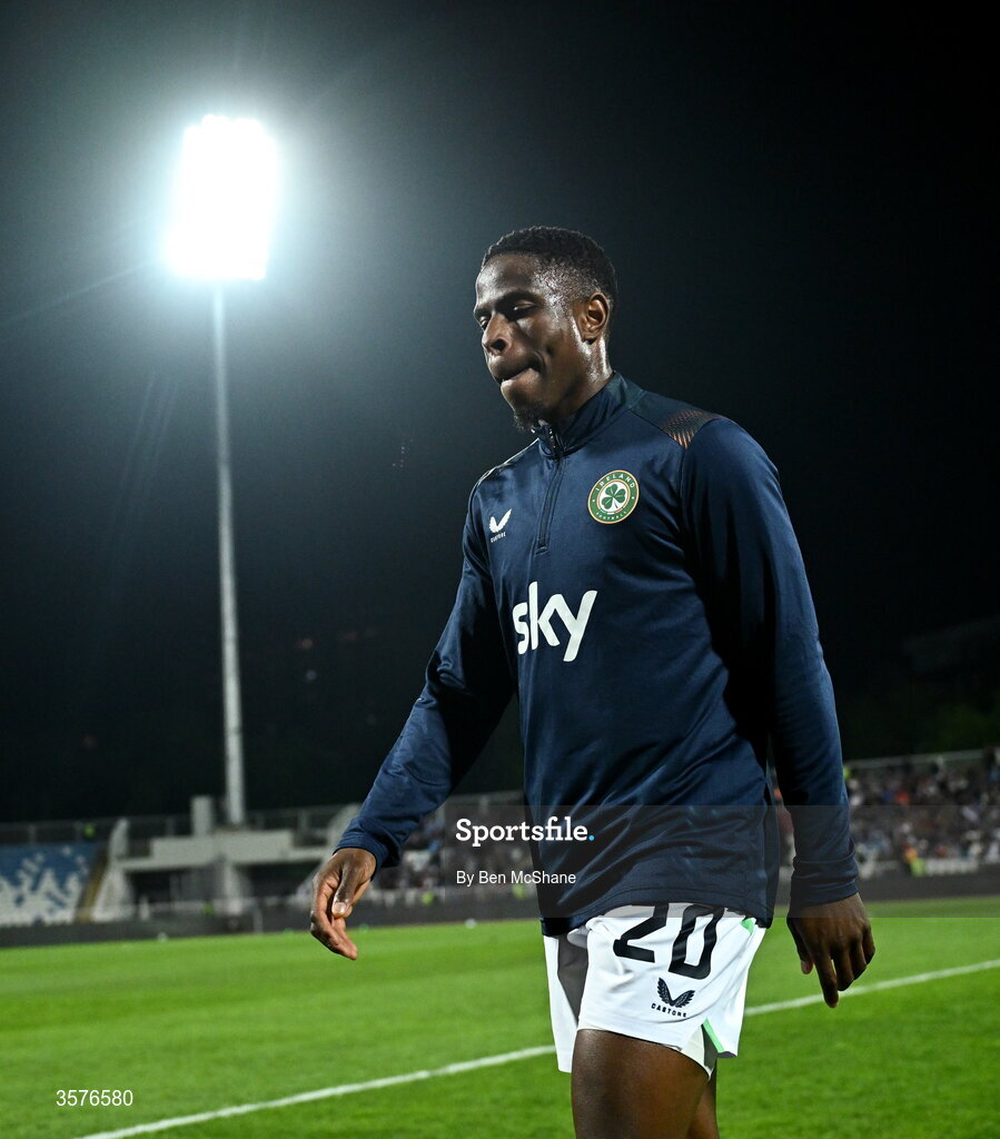 24 September 2026; Chiedozie Ogbene of Republic of Ireland before the UEFA Nations League B match between Kosovo and Republic of Ireland at Fadil Vokrri Stadium in Pristina, Kosovo. Photo by Ben McShane/Sportsfile