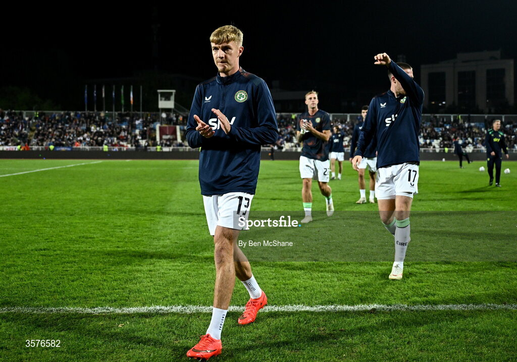 24 September 2026; Joel Bagen of Republic of Ireland before the UEFA Nations League B match between Kosovo and Republic of Ireland at Fadil Vokrri Stadium in Pristina, Kosovo. Photo by Ben McShane/Sportsfile