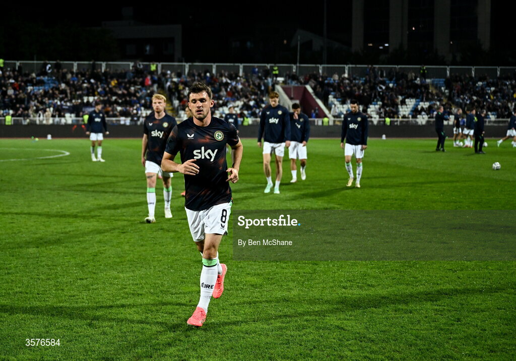 24 September 2026; Jason Knight of Republic of Ireland before the UEFA Nations League B match between Kosovo and Republic of Ireland at Fadil Vokrri Stadium in Pristina, Kosovo. Photo by Ben McShane/Sportsfile