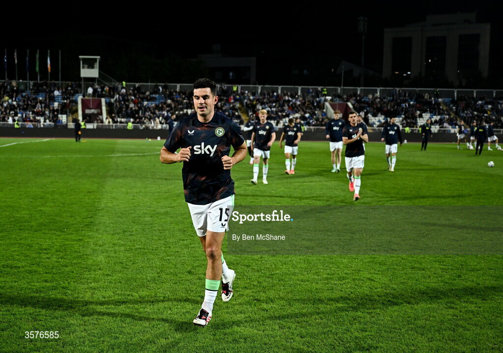 24 September 2026; John Egan of Republic of Ireland before the UEFA Nations League B match between Kosovo and Republic of Ireland at Fadil Vokrri Stadium in Pristina, Kosovo. Photo by Ben McShane/Sportsfile