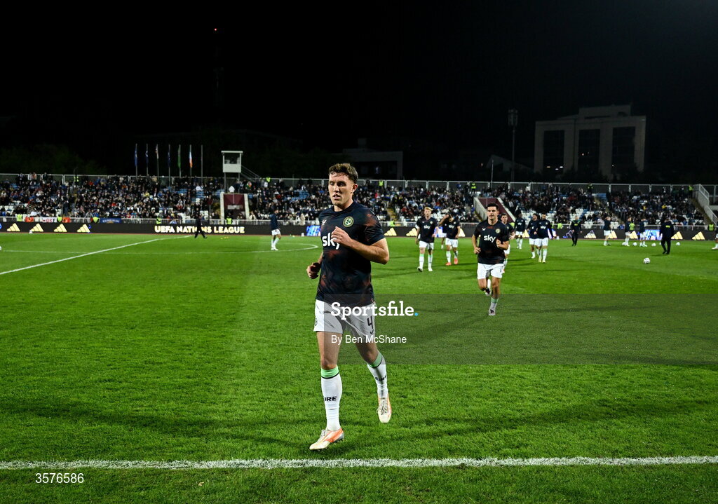 24 September 2026; Dara O'Shea of Republic of Ireland before the UEFA Nations League B match between Kosovo and Republic of Ireland at Fadil Vokrri Stadium in Pristina, Kosovo. Photo by Ben McShane/Sportsfile