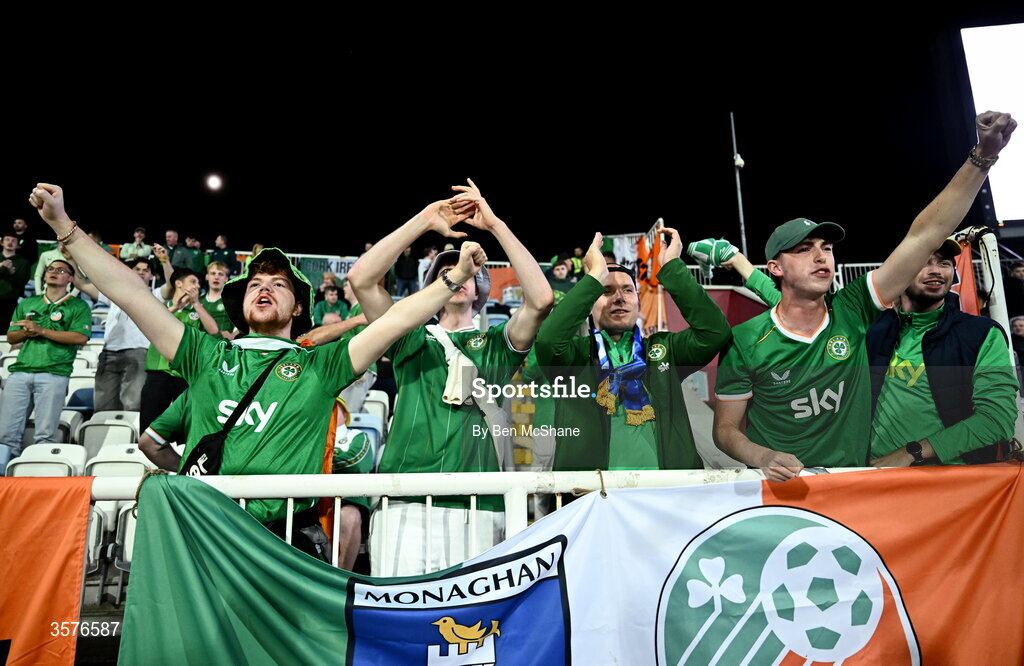 24 September 2026; Republic of Ireland supporters before the UEFA Nations League B match between Kosovo and Republic of Ireland at Fadil Vokrri Stadium in Pristina, Kosovo. Photo by Ben McShane/Sportsfile