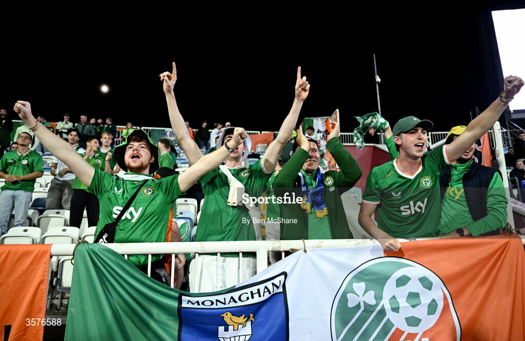 24 September 2026; Republic of Ireland supporters before the UEFA Nations League B match between Kosovo and Republic of Ireland at Fadil Vokrri Stadium in Pristina, Kosovo. Photo by Ben McShane/Sportsfile