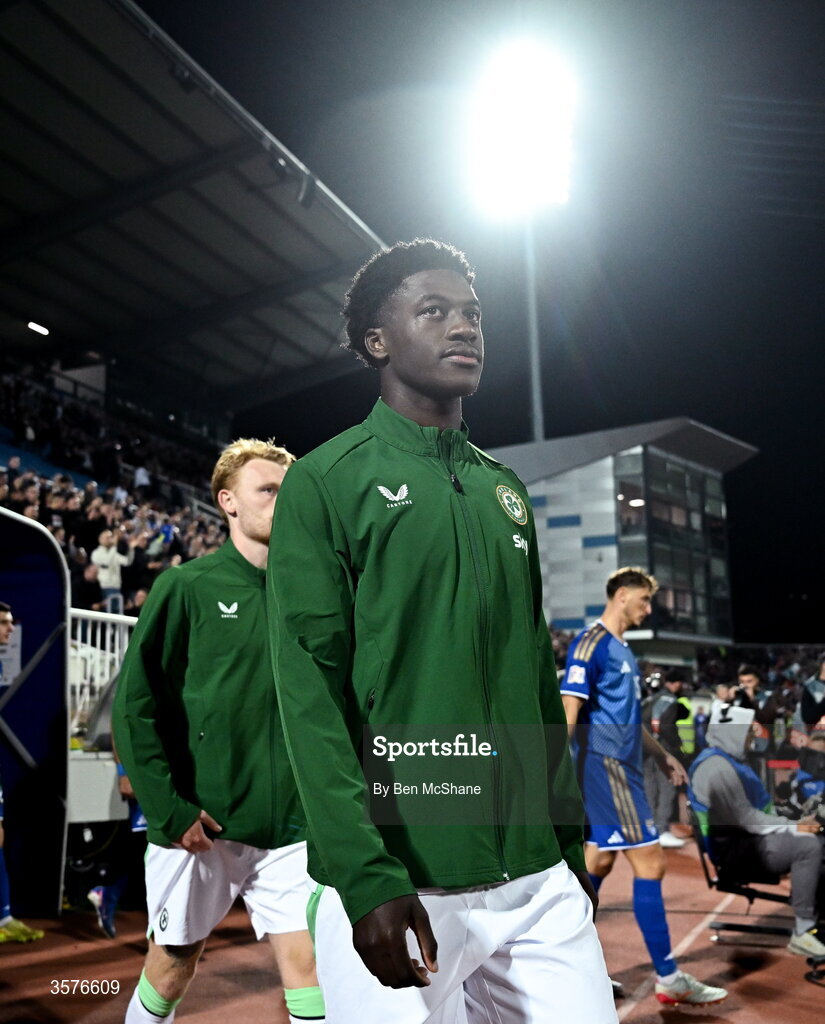 24 September 2026; James Abankwah of Republic of Ireland before the UEFA Nations League B match between Kosovo and Republic of Ireland at Fadil Vokrri Stadium in Pristina, Kosovo. Photo by Ben McShane/Sportsfile