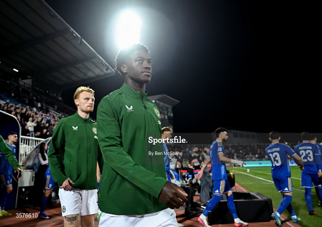 24 September 2026; James Abankwah of Republic of Ireland before the UEFA Nations League B match between Kosovo and Republic of Ireland at Fadil Vokrri Stadium in Pristina, Kosovo. Photo by Ben McShane/Sportsfile