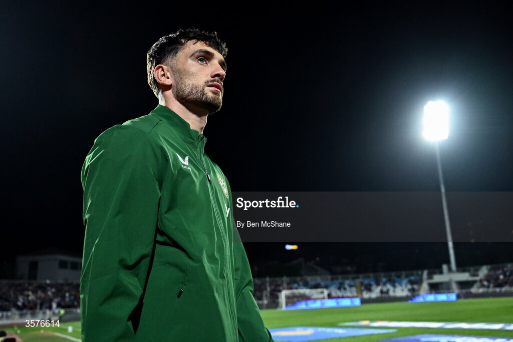 24 September 2026; Troy Parrott of Republic of Ireland before the UEFA Nations League B match between Kosovo and Republic of Ireland at Fadil Vokrri Stadium in Pristina, Kosovo. Photo by Ben McShane/Sportsfile