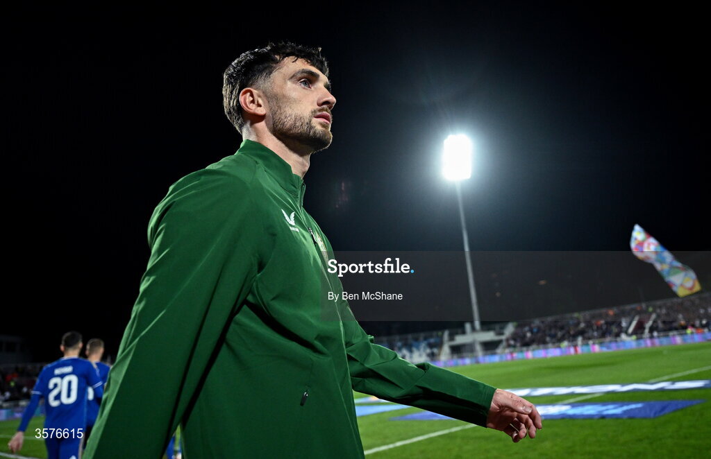 24 September 2026; Troy Parrott of Republic of Ireland before the UEFA Nations League B match between Kosovo and Republic of Ireland at Fadil Vokrri Stadium in Pristina, Kosovo. Photo by Ben McShane/Sportsfile